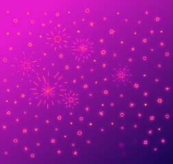 Fireworks in the sky, or lots of shiny stars on the sky, violet  tones, creating a romantic feeling, vector.