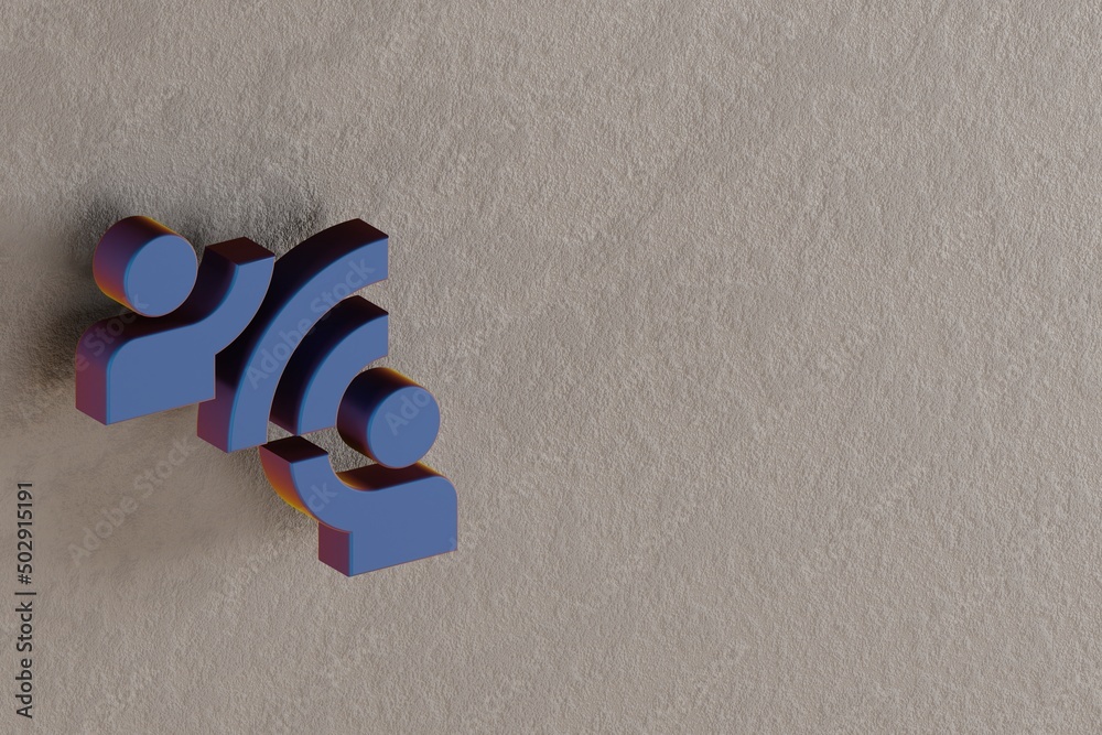 Aufkleber beautiful abstract illustrations blue connect without contact symbol icons on a wall background. 3d 