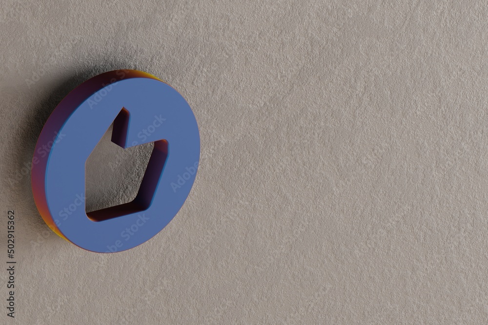 Aufkleber beautiful abstract illustrations blue recommend symbol icons on a wall background. 3d rendering illu