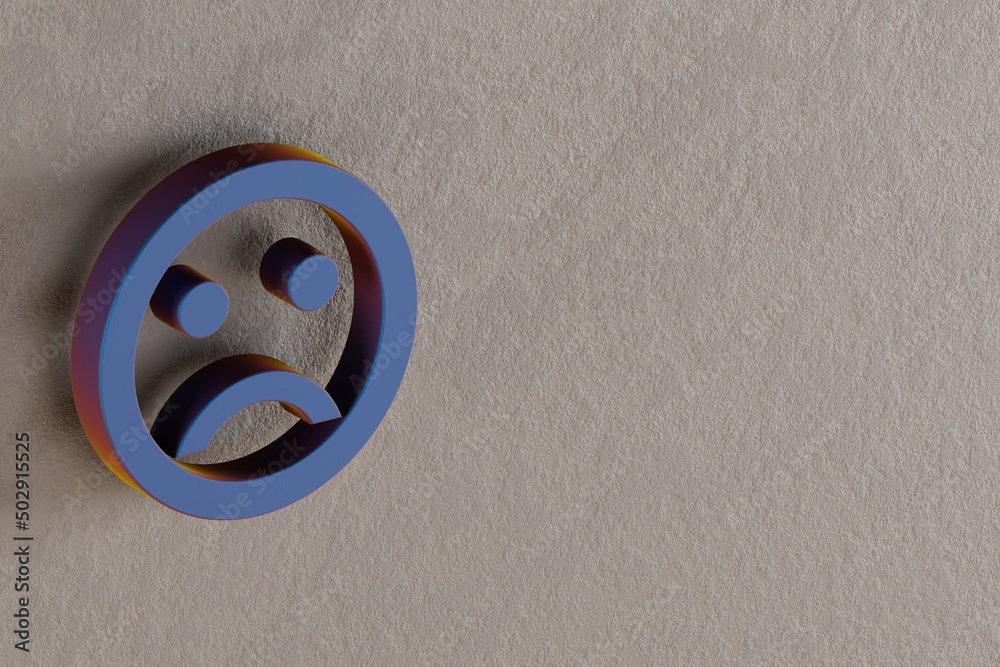 Poster beautiful abstract illustrations blue emoji emotions symbol icons on a wall background. 3d rendering