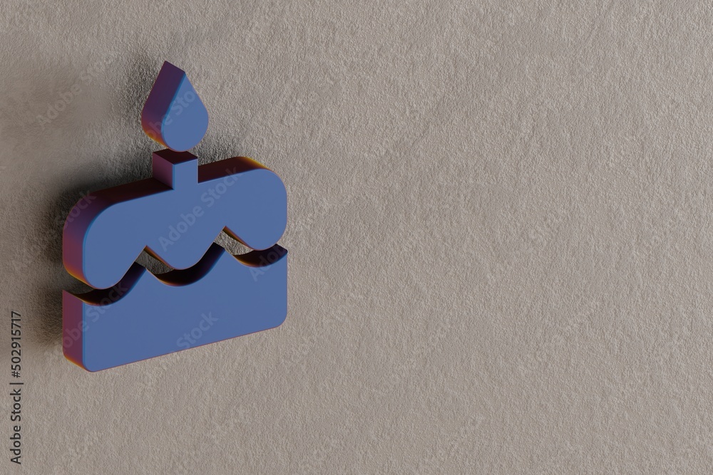 Poster beautiful abstract illustrations blue cake symbol icons on a wall background. 3d rendering illustrat