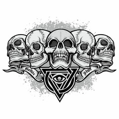 Gothic sign with skull, grunge vintage design t shirts

