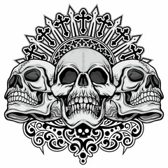 Gothic sign with skull, grunge vintage design t shirts

