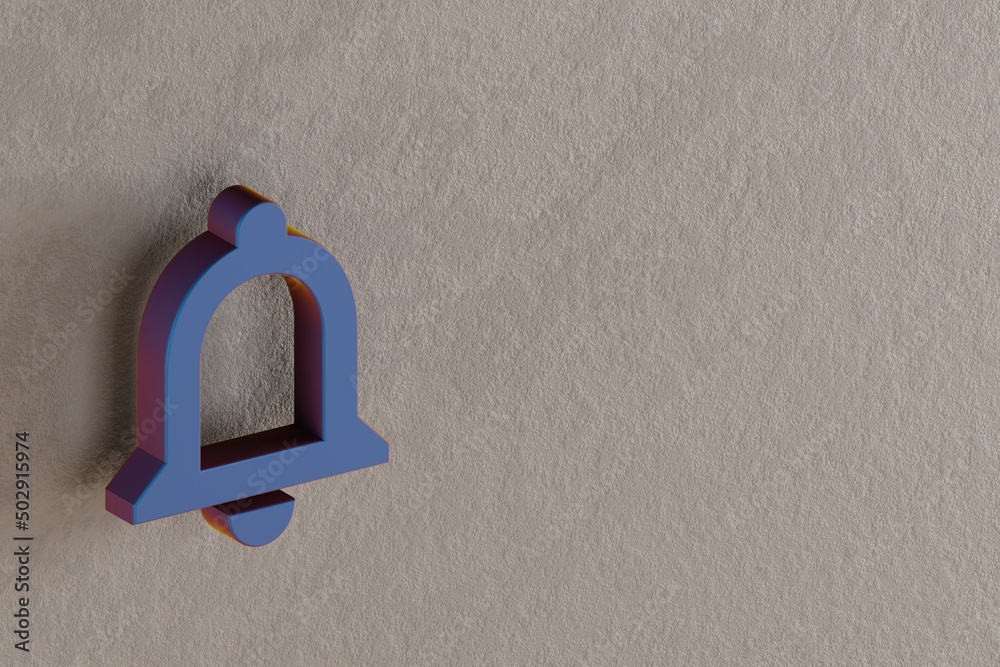 Aufkleber beautiful abstract illustrations blue notifications none symbol icons on a wall background. 3d rende