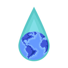 Obraz premium earth map inside water drop