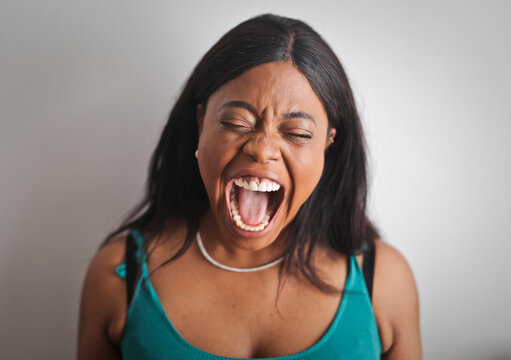 portrait of screaming young woman
