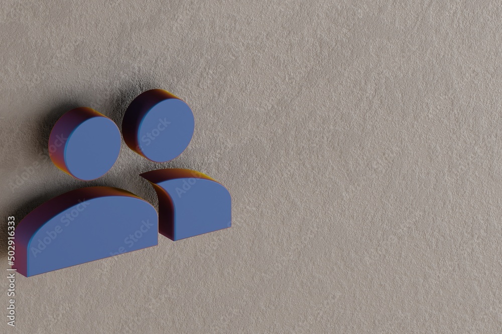 Poster beautiful abstract illustrations blue people symbol icons on a wall background. 3d rendering illustr