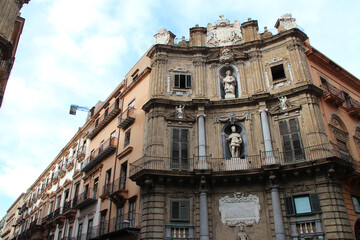 baroque palace, called the quattro canti, in palermo in sicily (italy)