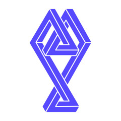 Impossible shapes. Sacred geometry. Optical illusion figure. Abstract eternal geometric objects. Impossible endless outline shapes. Optical art. Impossible geometry shape on a white background. 