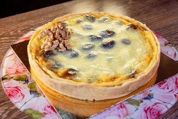 cottage cheese tart with prunes and walnuts