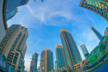 Fototapeta na wymiar ドバイの高層ビル群（UAE）