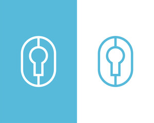 Abstract keyhole logo in line art style