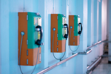 Old public telephones that are unused in the modern era