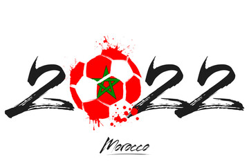 2022 and ball in flag colors of Morocco