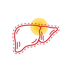 Hepatitis disease symptoms with liver icon illustration vector flat design concept