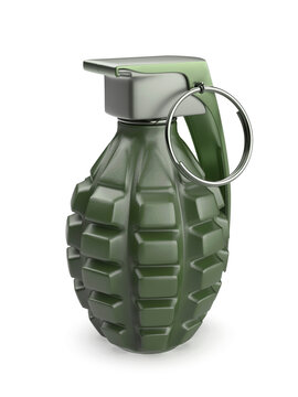Fragmentation hand grenade on white background