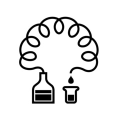 Serpentine between two chemical flasks. The course of a chemical reaction. Science simple style detailed logo vector illustration isolated