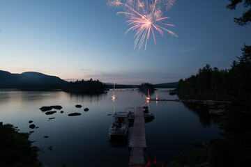 Firework Over Lake