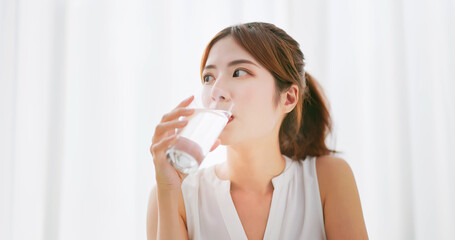 asian woman drink water