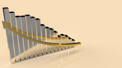 The chart and gold arrow up for business concept 3d rendering