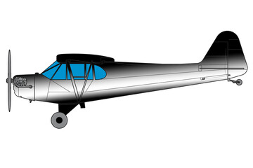 Vista lateral de avioneta Piper J-3 Cub