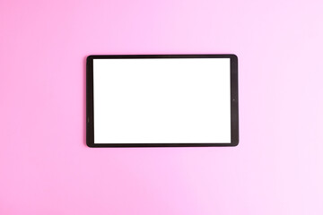 Tablet with white screen on desk table