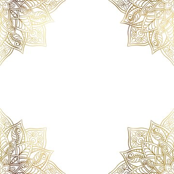 Mandala frame template, square border with ornamental design in indian mehndi style