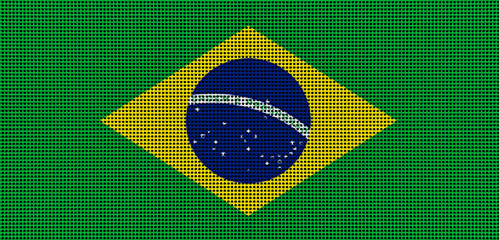 Brazil flag painted colors on a brushed metal plate