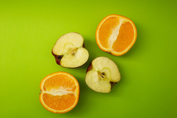 Fruit on a green background
