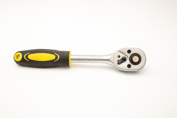Construction tools, wrench heads on white background