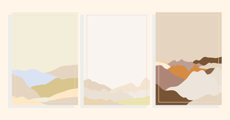 vector background illustration set with hills landscape,