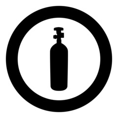 Gas cylinder balloon icon in circle round black color vector illustration image solid outline style