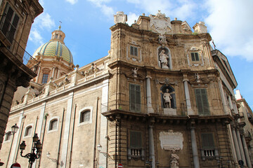 baroque palace, called the quattro canti, in palermo in sicily (italy)