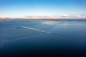 Aerial view of fish farm in County Donegal - Ireland