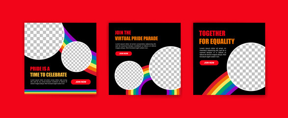Happy pride month social media post template. Vector for banners, posters and social media ads.