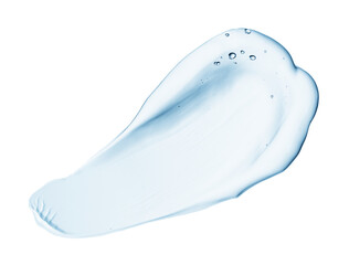 Cosmetic liquid gel cream transparent skin hydration moisturizer smear smudge with bubbles isolated on white background top view