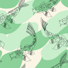 Seamless pattern with carps. Vector illustration