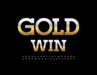 Vector logo Gold Win. Modern Chic Font. Stylish Alphabet Letters, Numbers and Symbols