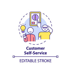 Customer self service concept icon. Information source. Type of customer service abstract idea thin line illustration. Isolated outline drawing. Editable stroke. Arial, Myriad Pro-Bold fonts used