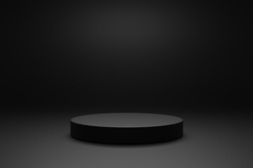 3D render black luxury podium pedestal product display on white background. 3D mockup illustration