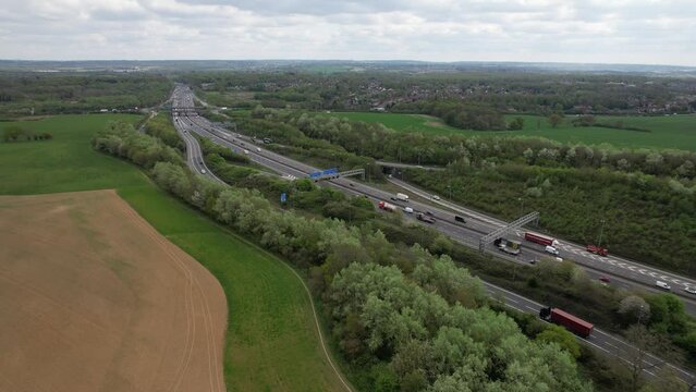 M25 Motorway UK drone aerial view 4K