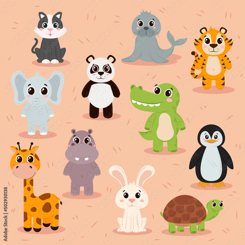 Sticker cute animals icons