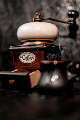 coffee grinder and cup