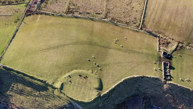 Aerial view of the Ballysaggart Ringfort at St Johns Point in County Donegal - Ireland.