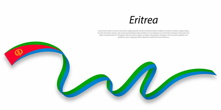 Waving ribbon or banner with flag of Eritrea.