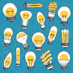 icons set with led bulbs