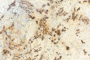 Polished surface of light beige marble with dark brown spots as a background, texture, pattern.