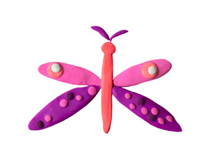 Handmade cute colorful butterfly moon insect with beautiful decorated clay wings. Ornamental childish clipart decoration illustration.