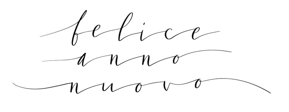 Felice anno nuovo Happy new year in Italian handwritten lettering vector illustration