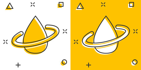 Water drop icon in comic style. Droplet cartoon vector illustration on white isolated background. Recycle splash effect sign business concept.